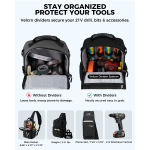 Electrician Tool Chest Bag, Tactical HVAC 3-Point Harness Black 1680D Oxford Water-Resistant | 9L Compact | 18 Pockets | Rigid Hard Handle | MOLLE Webbing | For Ladder & Confined Space